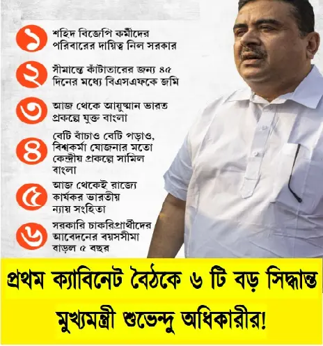 suvendu-adhikari-decided-in-his-first-cabinet-meeting